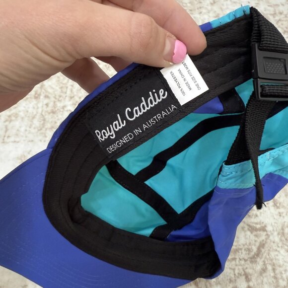 Royal Caddie Hat Cap Strap Back Blue Green Patch Lightweight Golf Mens One Size - Picture 5 of 6